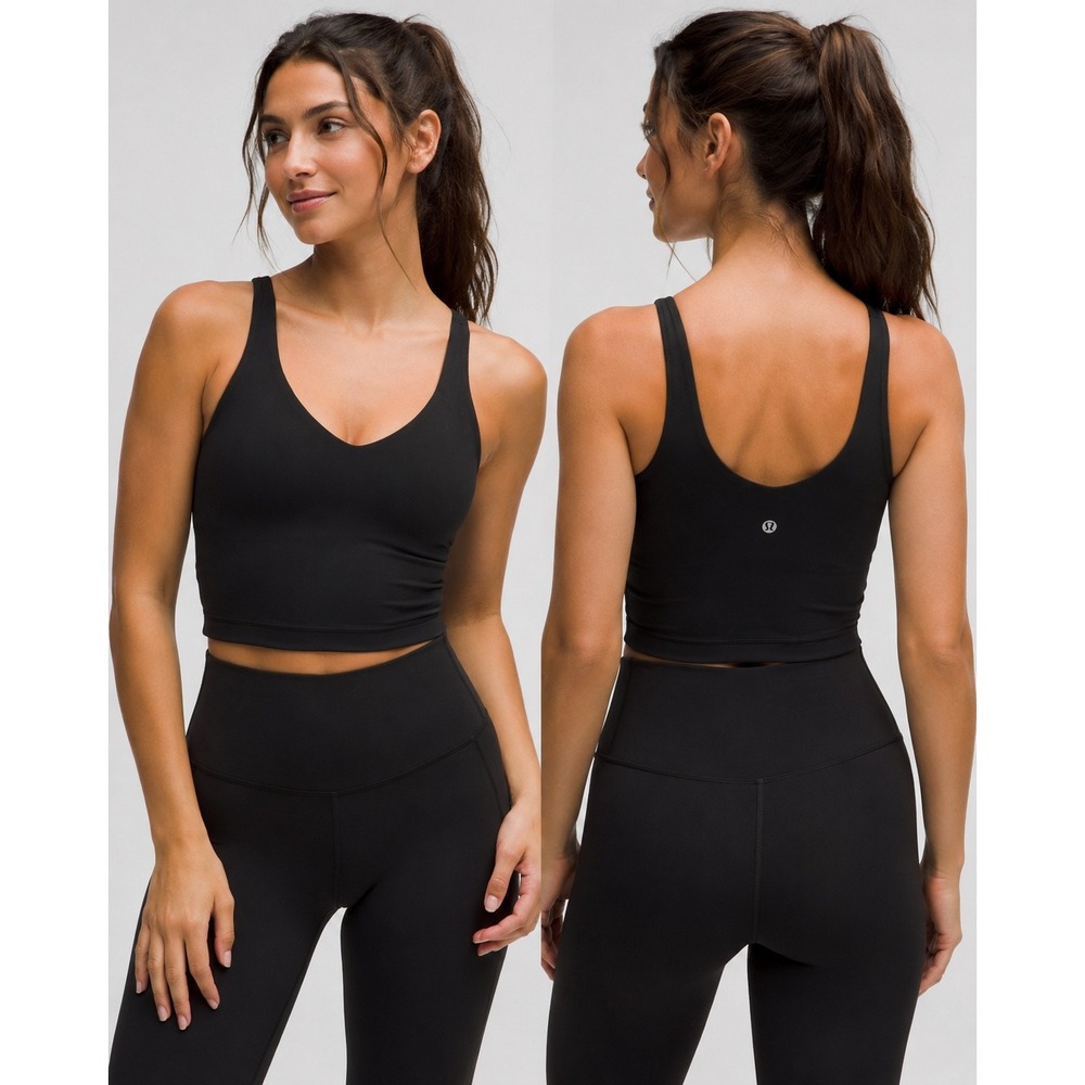 Lululemon Align Tank Top Black Nulu Fabric Built-in Bra Size 4 LW1BSNS